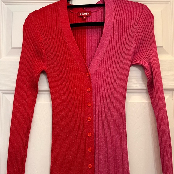 STAUD Shoko Colorblock Body-Con Ribbed Long Sleeve Sweater Dress - Picture 4 of 8